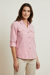 Camicia a righe con tasca sul davanti