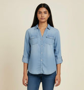 CAMICIA DENIM A TRE QUARTI