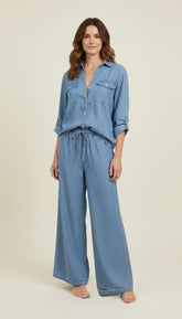 Camicia denim a tre quarti