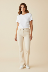 Jeans a zampa 5 tasche crema