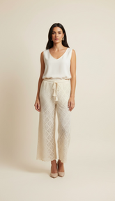 Pantalone con lavorazione in maglia