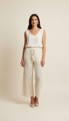 Pantalone con lavorazione in maglia