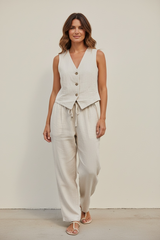 GILET IN LINO CON BOTTONI