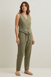 Gilet in lino con bottoni