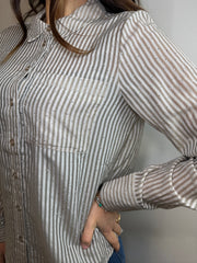 Camicia a righe con strass