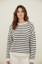 Maglia rigata traforata over
