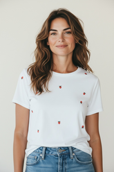 T-shirt con ricami pesche