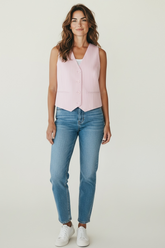 GILET GESSATO CORTO CON 4 BOTTONI