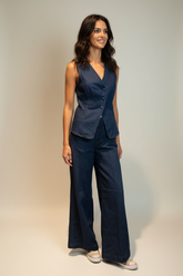 GILET DI JEANS CON SCOLLO A V