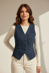 GILET DI JEANS CON SCOLLO A V - image 2