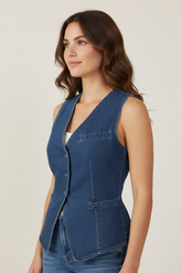 Gilet di jeans con scollo a v