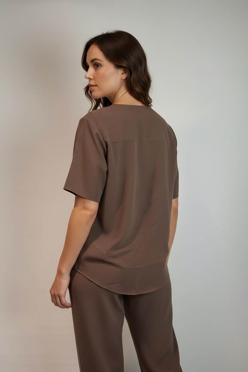 MAGLIA CON SCOLLO A V MANICA CORTA LARGA - image 2