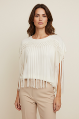 Maglia manica corta over con frange