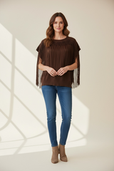 Maglia manica corta over con frange