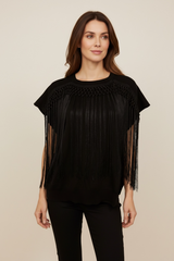 Maglia manica corta over con frange