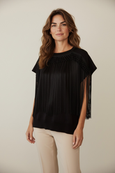 Maglia manica corta over con frange