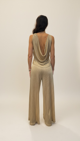 Pantalone palazzo microrete con paillettes luminose