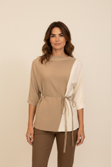 Maglia over bicolor con cinta