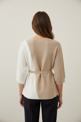 Maglia over bicolor con cinta