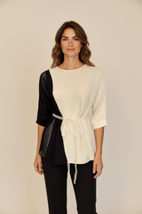 Maglia over bicolor con cinta