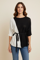 Maglia over bicolor con cinta