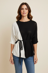 Maglia over bicolor con cinta