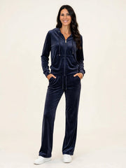 Tuta in ciniglia velluto, felpa zip+ pantalone palazzo