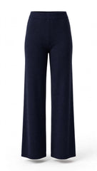 Pantalone a gamba larga in maglia rasata vita alta elasticizzata