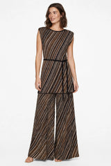 MAGLIA LUNGA SMANICATA CON SPALLINE E CINTURA IN LUREX