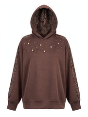 FELPA CON CAPPUCCIO PIZZO E STRASS GIOIELLO