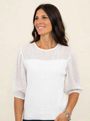 MAGLIA CON MANICHE A PALLONCINO IN VOILE A POIS