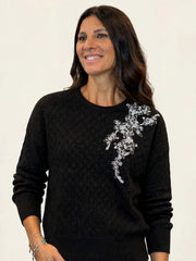 MAGLIA IN LUREX CON RICAMO PERLINE