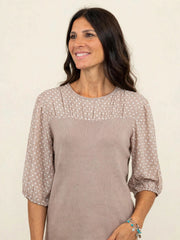 MAGLIA CON MANICHE A PALLONCINO IN VOILE A POIS