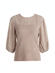 MAGLIA CON MANICHE A PALLONCINO IN VOILE A POIS