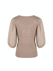 MAGLIA CON MANICHE A PALLONCINO IN VOILE A POIS