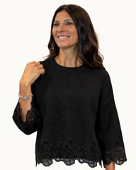 MAGLIA A SCATOLA CON APPLICAZIONI IN PIZZO