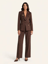 Tailleur con giacca e pantalone a palazzo in vellutino