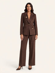 Tailleur con giacca e pantalone a palazzo in vellutino