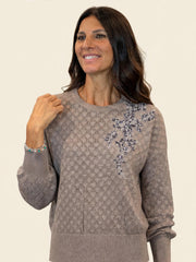 MAGLIA IN LUREX CON RICAMO PERLINE