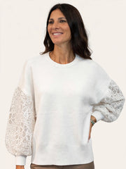 MAGLIA CON MANICHE IN VELO E VELLUTO