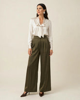 PANTALONE PALAZZO IN TESSUTO SATINATO FLUIDO