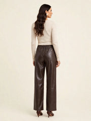 PANTALONE PALAZZO IN ECOPELLE CON COULISSE