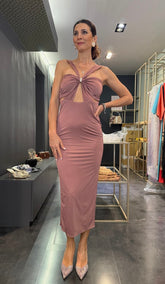 Abito midi con spalline incrociate