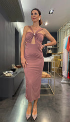 Abito midi con spalline incrociate