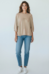 Maglia over maniche a tre quarti con frange