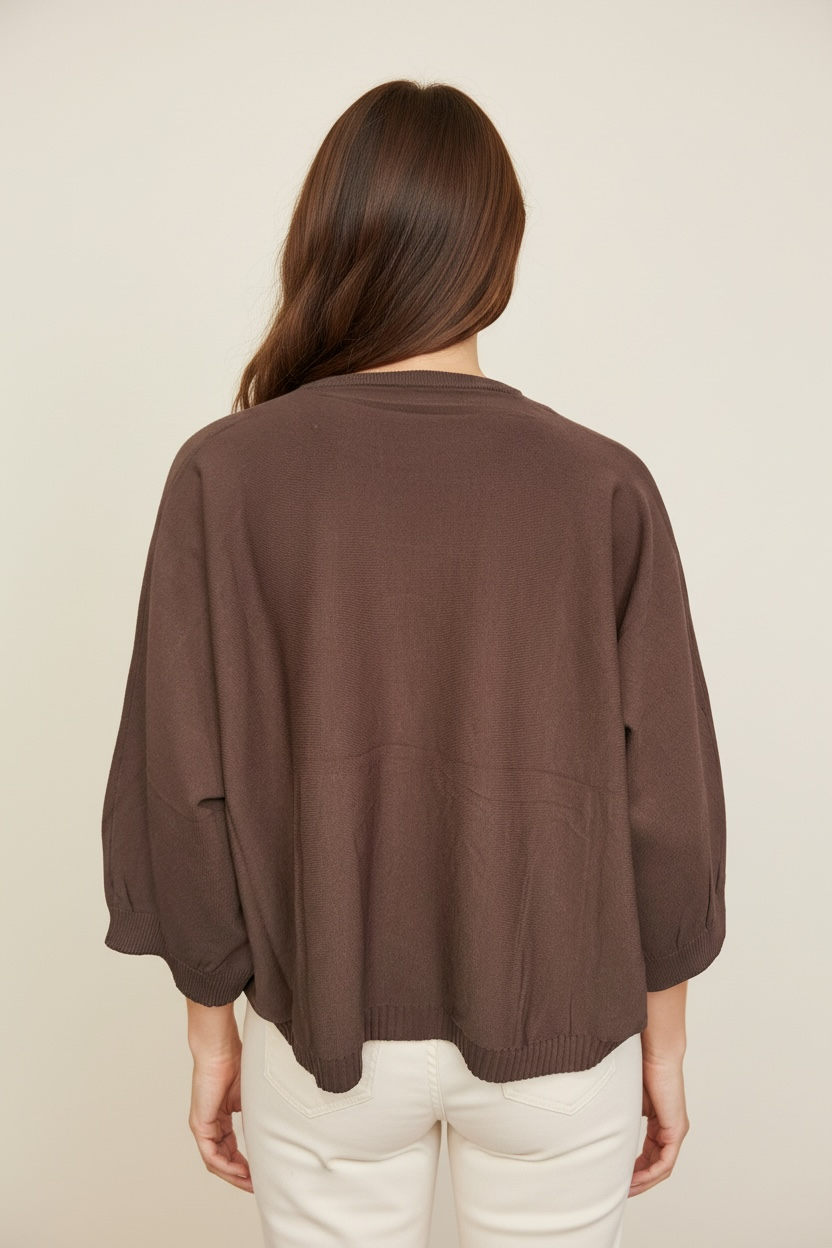 MAGLIA OVER MANICHE A TRE QUARTI CON FRANGE - image 5