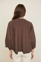 Maglia over maniche a tre quarti con frange