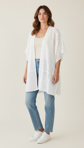 Kimono in pizzo san gallo manica 3/4