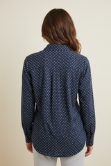 Camicia collo coreano microfantasia