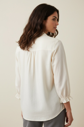 Camicia con ricami davanti scollo coreano
